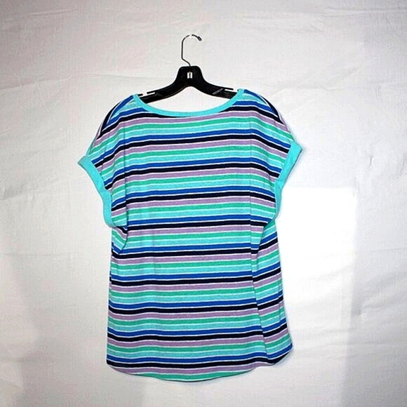 Talbots XL Striped V-Neck Tee Shirt Y2K Vintage Aesthetic - Picture 2 of 7